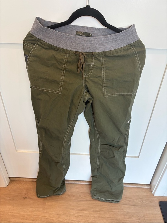 Prana Pants - Prana Olive Green Cargo Pants with Gray Knit Waistband